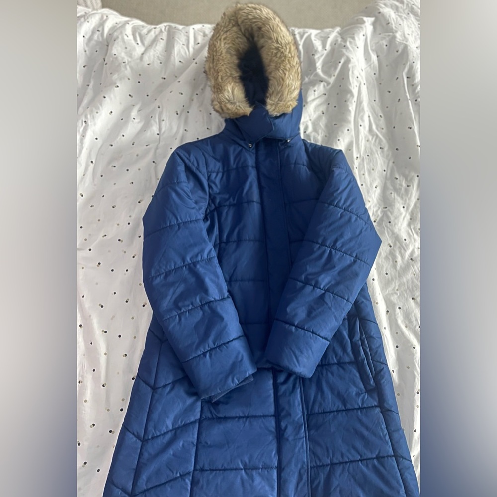 Blue Puffer Long Fur Hooded Coat💙
